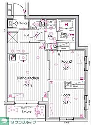 ガーラ・ステーション川崎久地 2DKの間取図画像