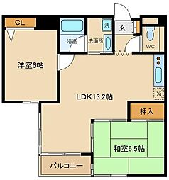ネオメゾン千歳台 2LDKの間取図画像