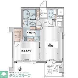 カスタリア三宿 1LDKの間取図画像