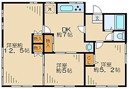 グレージュ成城 3DKの間取図画像
