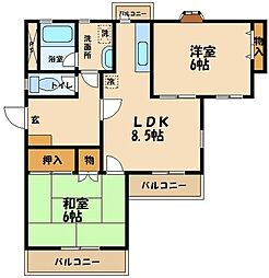エミールフジ 2LDKの間取図画像