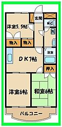 ドミールシャルマン 3DKの間取図画像