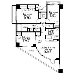 レジディア世田谷弦巻 3LDKの間取図画像