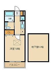 リヴェール 1Kの間取図画像