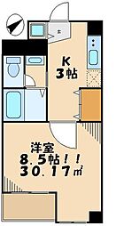 カラーズガーデン桜上水 1Kの間取図画像