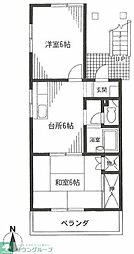 上用賀館 2DKの間取図画像