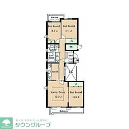 リュゼ経堂 3LDKの間取図画像