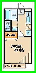 プランドール 1Kの間取図画像