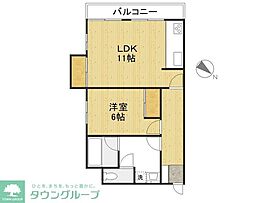 ランバー荒井 1LDKの間取図画像