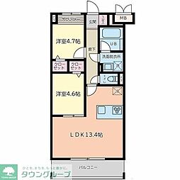 レゴリス成城3 2LDKの間取図画像