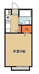 ブルックハイム 1階1Kの間取り