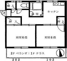みつわ荘 2階2Kの間取り