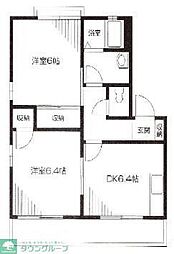 西武拝島線 武蔵砂川駅 徒歩17分の賃貸アパート 2階2DKの間取り