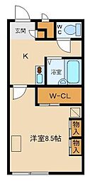 多摩都市モノレール 桜街道駅 徒歩3分の賃貸アパート 1階1Kの間取り