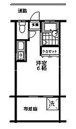 西武拝島線 東大和市駅 徒歩3分の賃貸アパート 1階ワンルームの間取り