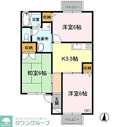 西武拝島線 西武立川駅 バス14分 伊奈平公園下車 徒歩3分の賃貸アパート 1階3Kの間取り