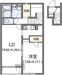 多摩都市モノレール 上北台駅 徒歩5分の賃貸アパート 2階1LDKの間取り