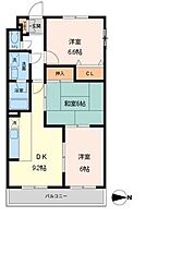 JR中央線 武蔵小金井駅 徒歩16分の賃貸マンション 2階3DKの間取り