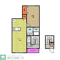 ボン・フルール 2階1LDKの間取り