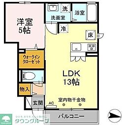 西武拝島線 玉川上水駅 バス17分 新海道下車 徒歩6分の賃貸アパート 1階1LDKの間取り