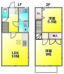 西武多摩川線 新小金井駅 徒歩9分の賃貸アパート 1階2LDKの間取り