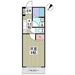 オリーブ上砂町 1階1Kの間取り