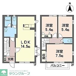 多摩都市モノレール 桜街道駅 徒歩11分の賃貸アパート 1階3LDKの間取り