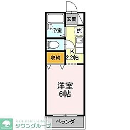 ルミエール西府　A 1階1Kの間取り