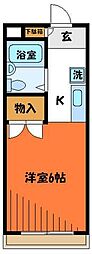 JR中央線 国立駅 徒歩10分の賃貸アパート 1階1Kの間取り