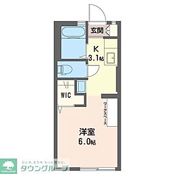 JR中央線 国立駅 徒歩13分の賃貸アパート 2階1Kの間取り