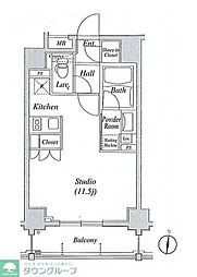京王線 府中駅 徒歩6分の賃貸マンション 2階ワンルームの間取り