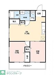JR武蔵野線 府中本町駅 徒歩12分の賃貸マンション 3階3DKの間取り