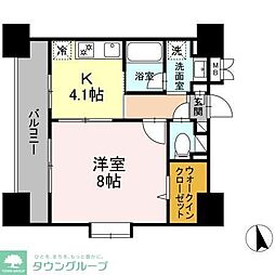 京王線 府中駅 徒歩4分の賃貸マンション 3階1Kの間取り