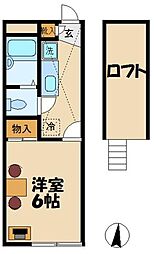 京王線 中河原駅 徒歩17分の賃貸アパート 1階1Kの間取り