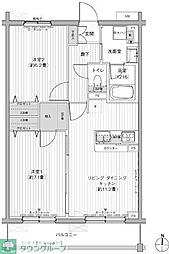 JR総武線 三鷹駅 徒歩10分の賃貸マンション 3階2LDKの間取り