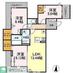 JR中央線 東小金井駅 徒歩21分の賃貸アパート 3階3LDKの間取り