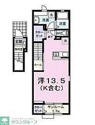 パフュームI 2階ワンルームの間取り