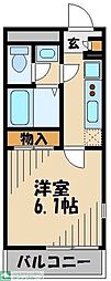 レオネクストNISHIGAI3 1Kの間取図画像