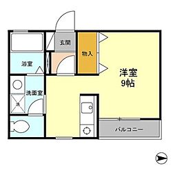 フルール 1Kの間取図画像