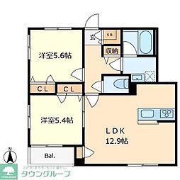 Urban Suites Kunitachi 2LDKの間取図画像