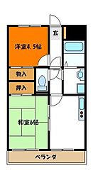 アルコート国立 2DKの間取図画像