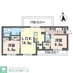 セントリビエ 2LDKの間取図画像