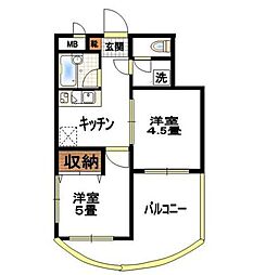 ヴィア武蔵小金井 2Kの間取図画像