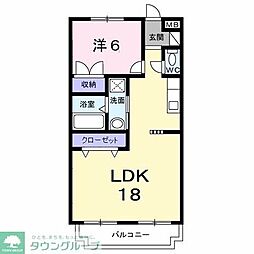 メゾンむさし野 1LDKの間取図画像