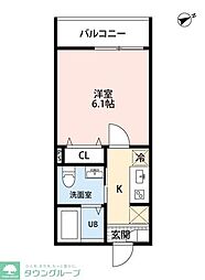 小平市学園西町1丁目アパート 1Kの間取図画像