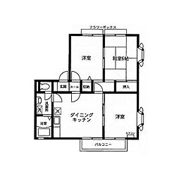N・ソレアードB 3DKの間取図画像