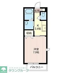 ウィンドミル 1Kの間取図画像