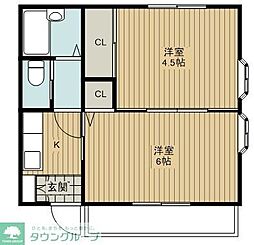 ヴィラ・アキツ 2Kの間取図画像