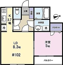パストラーレ南 1LDKの間取図画像