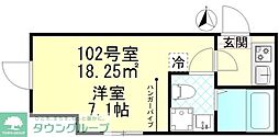 パサージュ武蔵小金井 1Kの間取図画像